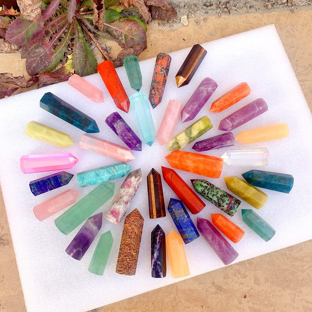 Crystal Point Prism Quartz Tower – 36 Colors Natural Stone Home Decor Wand