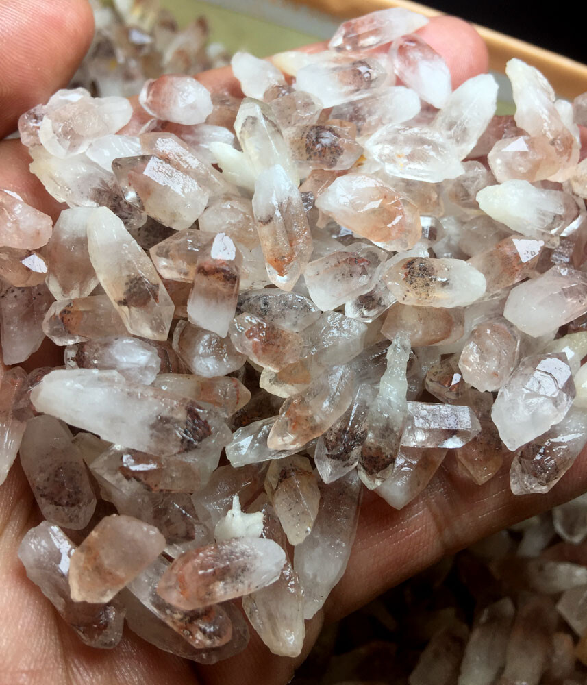 50g 70PCS+ Phantom ‘Red Ghost’ Lemuria QUARTZ Lemuria Crystal Point &Pyramid