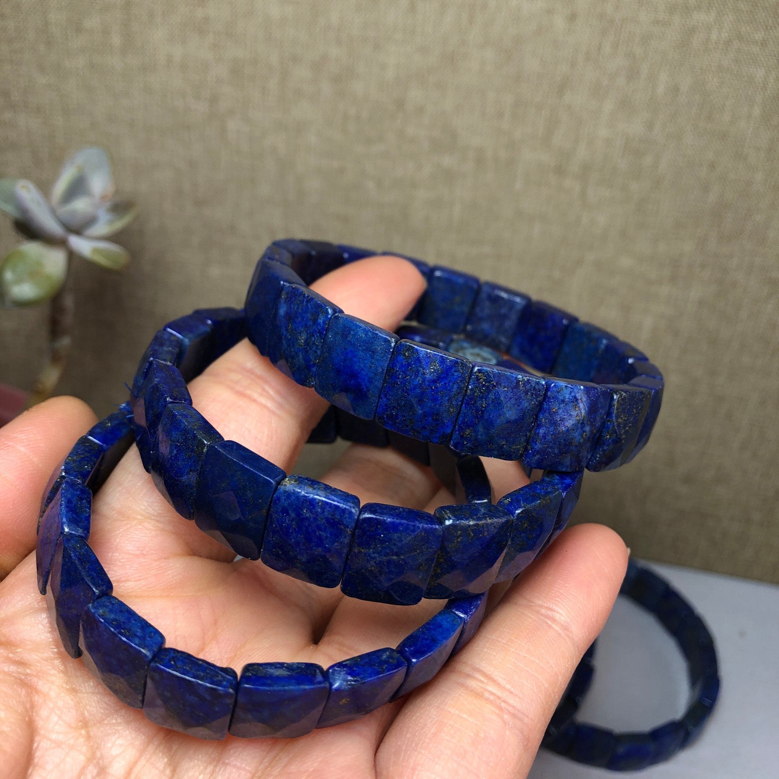 1pcsNatural lapis lazuli Stone Bracelet Brown Gemstone Stretch Bracelet Handmade
