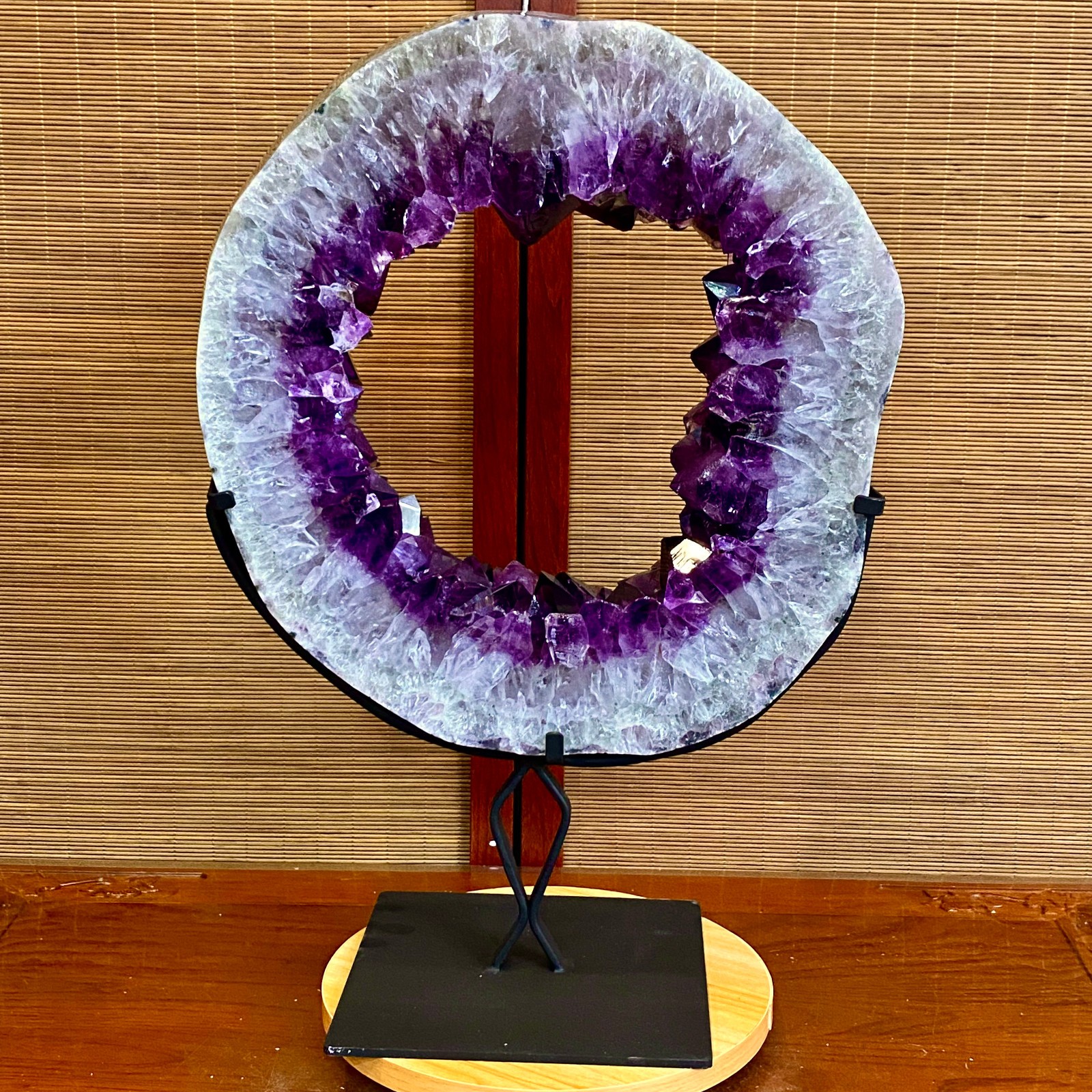 28.4LB Natural Amethyst Cave Crystal Slice Crescent shaped Hand Cut Repai