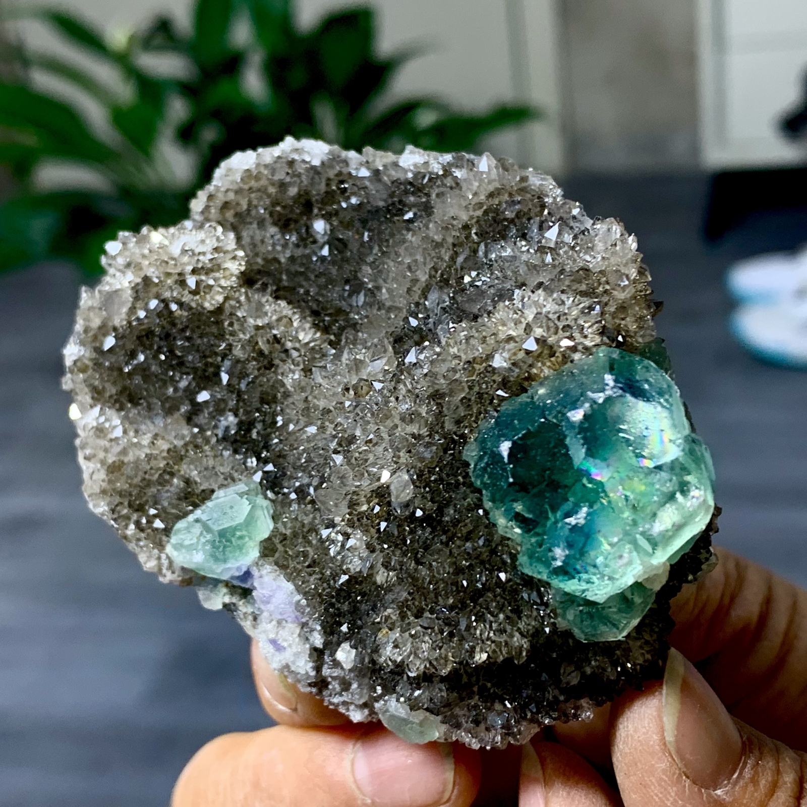 163G Rare Transparent blue-green Cube Fluorite Mineral Crystal Specimen/China