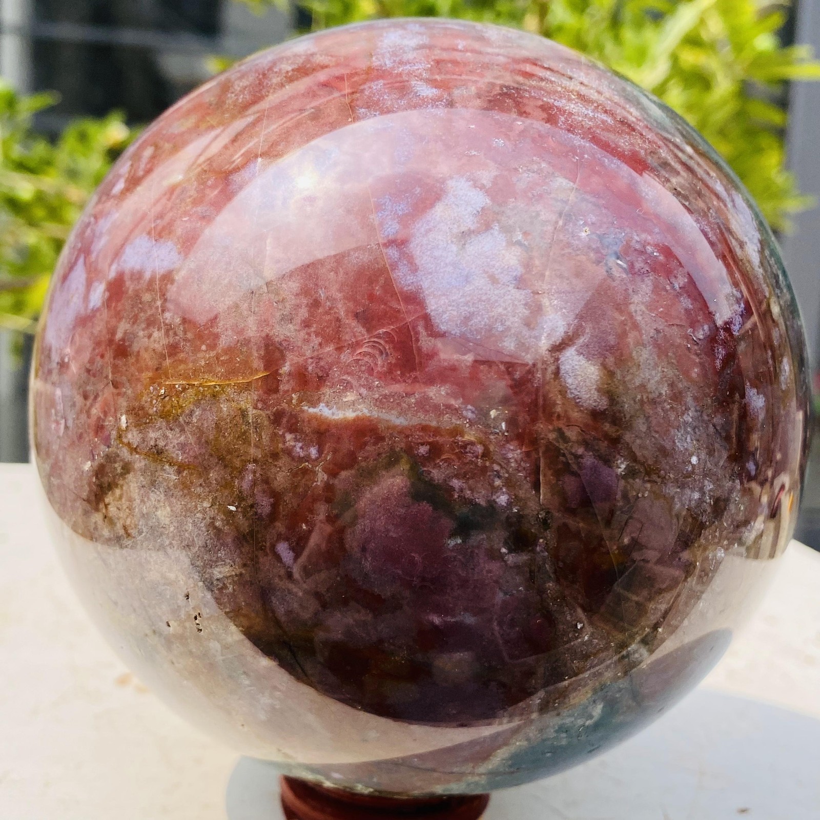 Natural Ocean Jasper ball Crystal jewelry Reiki energy Healing 1960g