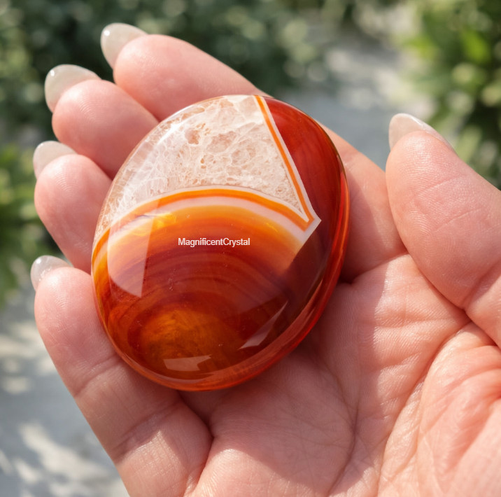 3PCS Genuine Carnelian Thumb Worry Stone Red Crystal Healing Spiritual Tool Gift