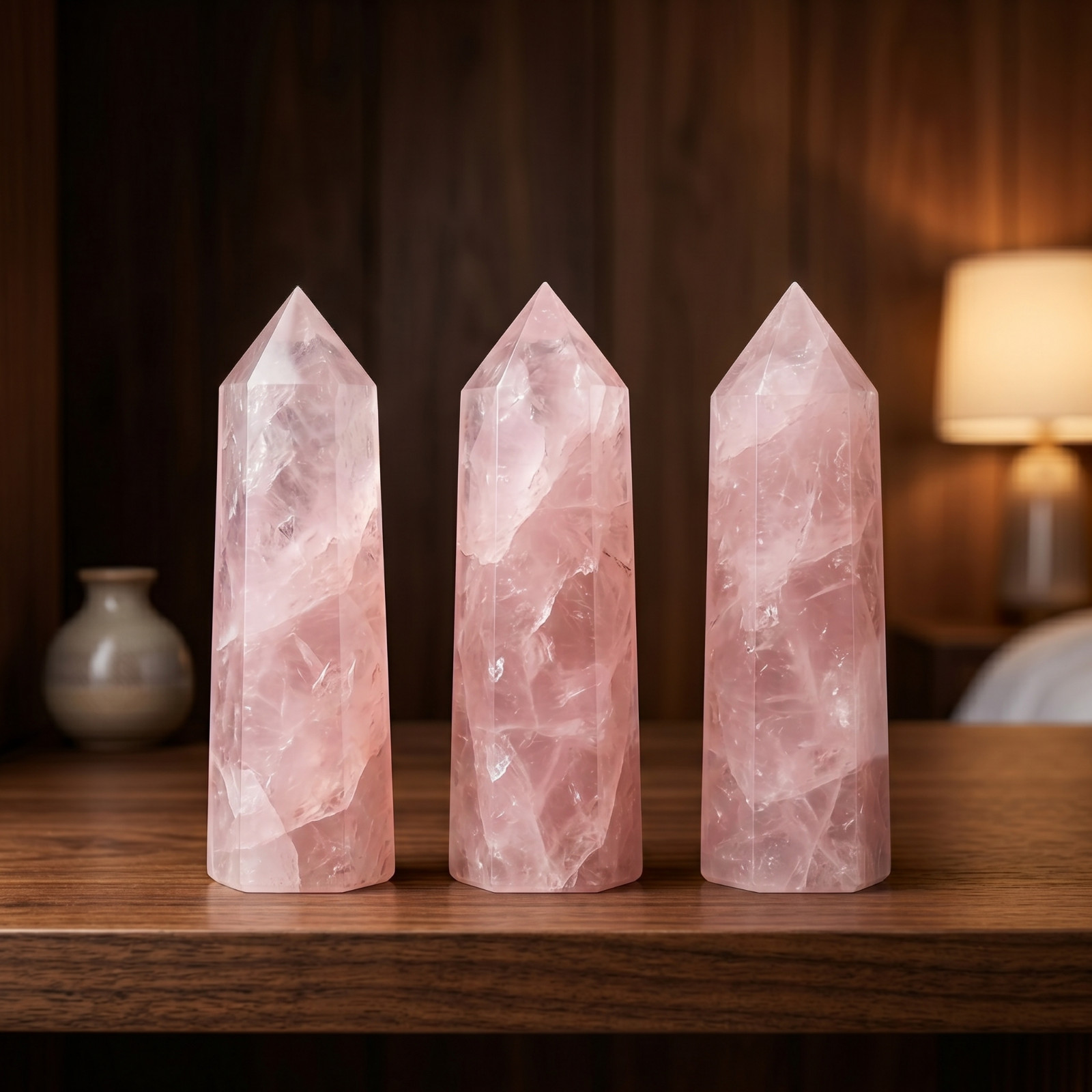 Rose Quartz Crystal Point Tower Genuine Pink Stone Obelisk For Love Self-Care 3″