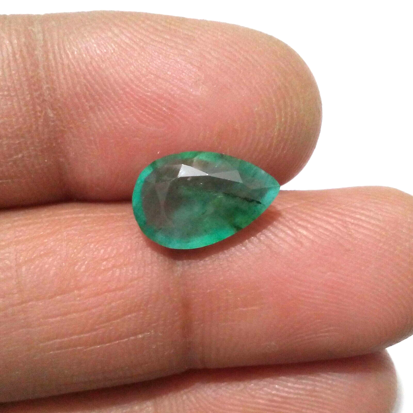 3.40 Crt Top Green Zambian Emerald Pear Shape Faceted Loose Gemstone For Jewelry