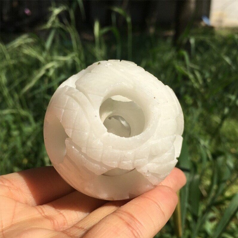 1PC 50mm+ White Jade Quartz Sphere Heal Collection Divination Prophecy 100g+