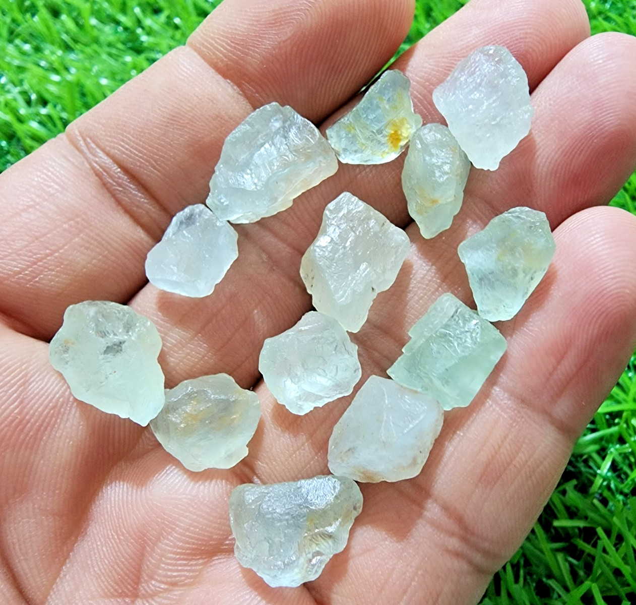 13Pcs Sky Blue Aquamarine Gemstone Rough Lot 10-16MM Aquamarine Rough Stone Bulk