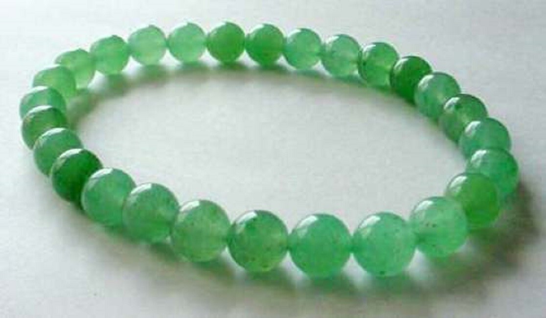 Green aventurine stone Smooth Round Sphere Gemstone Beads Elastic Cord Bracelet