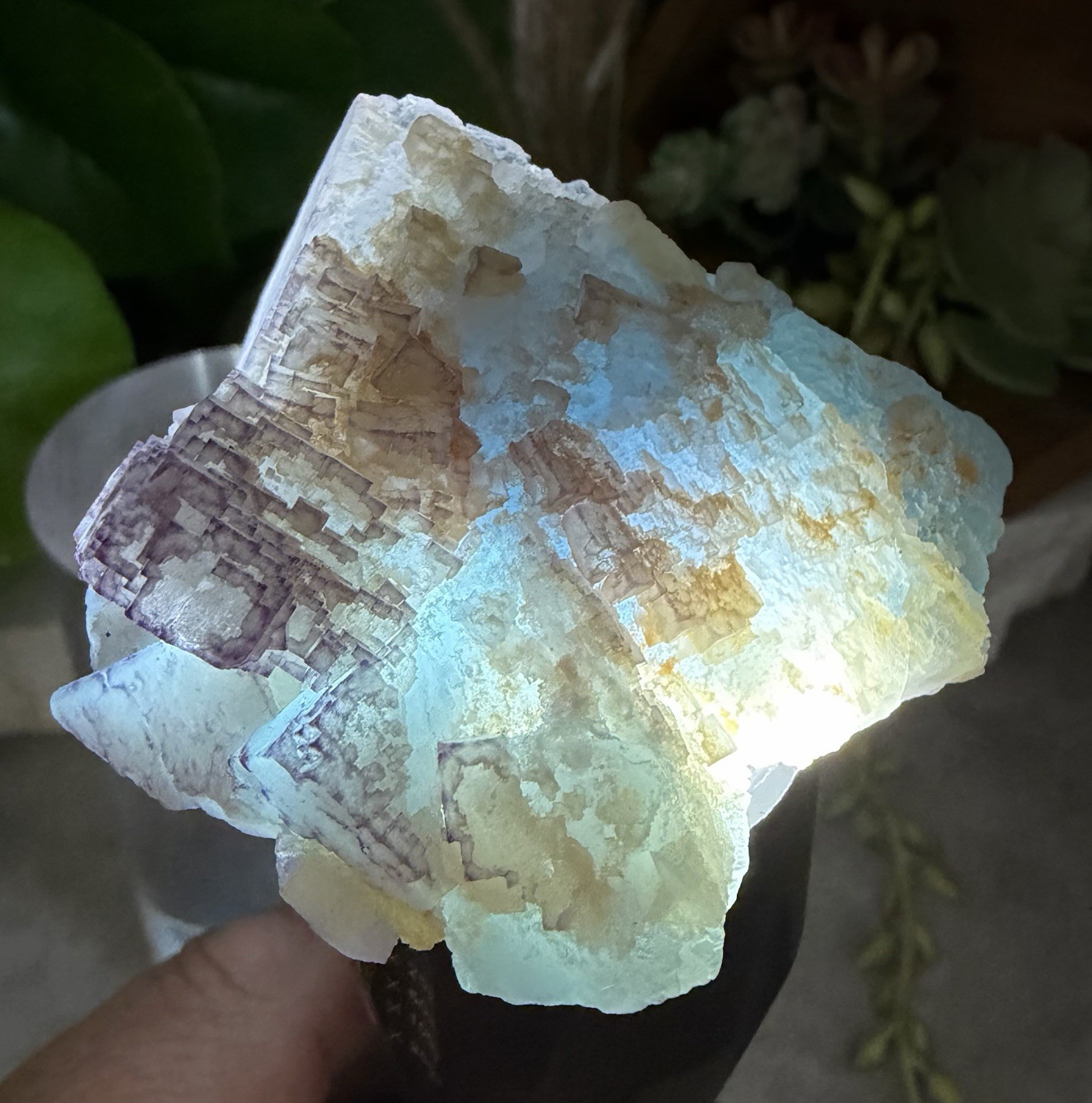 Crystal 96g Purple Blue Clear Fluorite Cluster Cube Specimen Mineral Raw