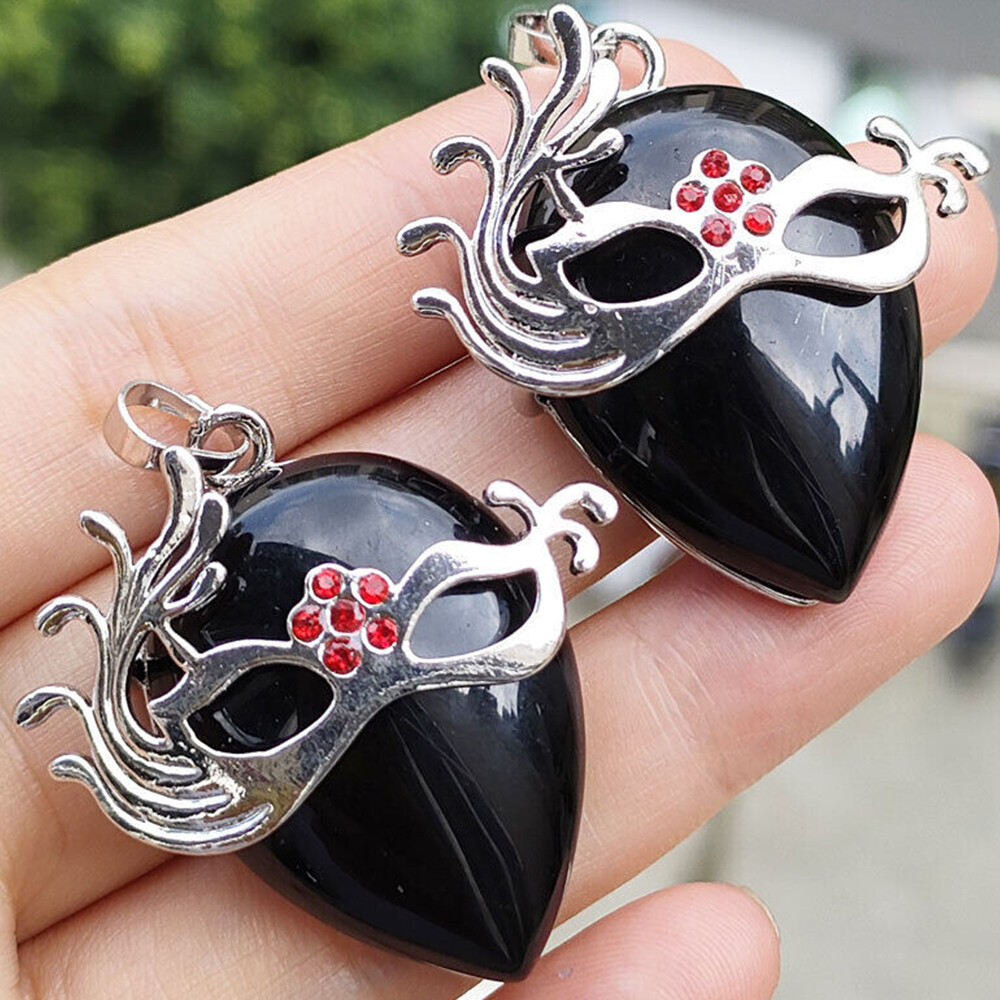 Natural Crystal Water Drop Makeup Dance Ball Mask Pendant Stone Amulet Reiki