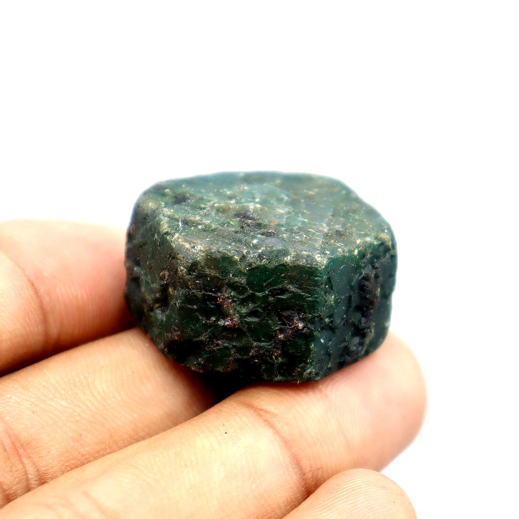 Colombia Green Emerald Rough Certified Loose Gemstone Hexagon Shape 123 Ct