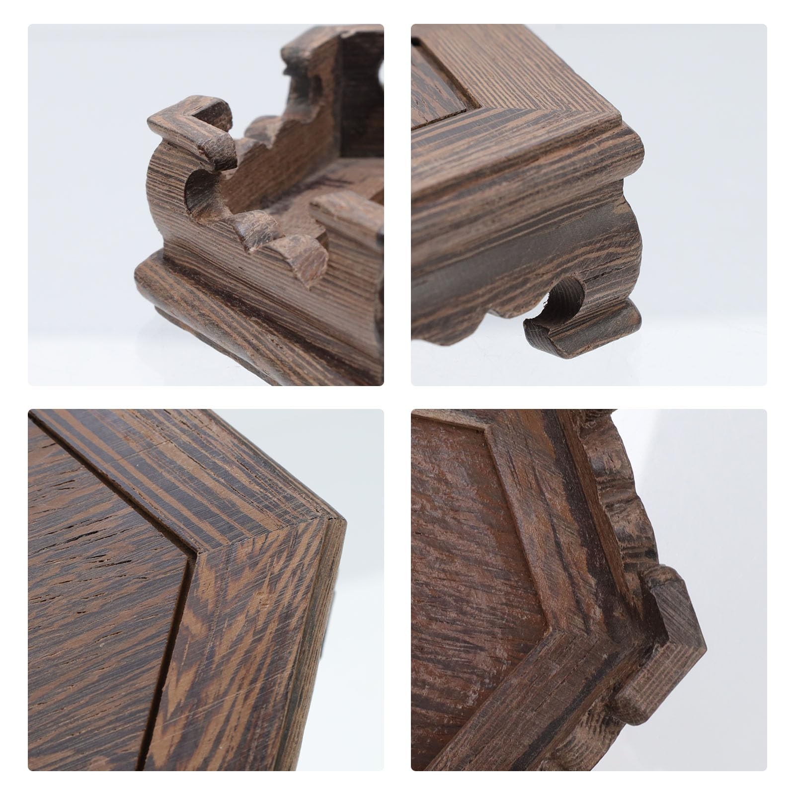 Traditional Craft Wooden Base Wood Display Stand Oriental Hex Shape Pedestal