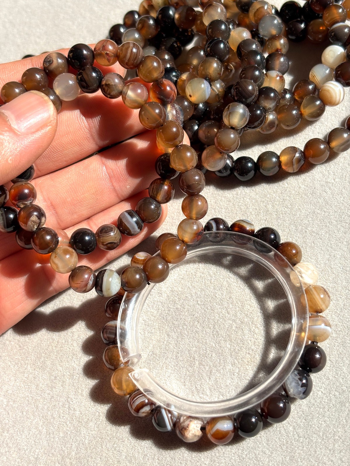 10pcs Botswana Agate Bracelet 8mm Beaded Healing Reiki Stretchy Bracelet