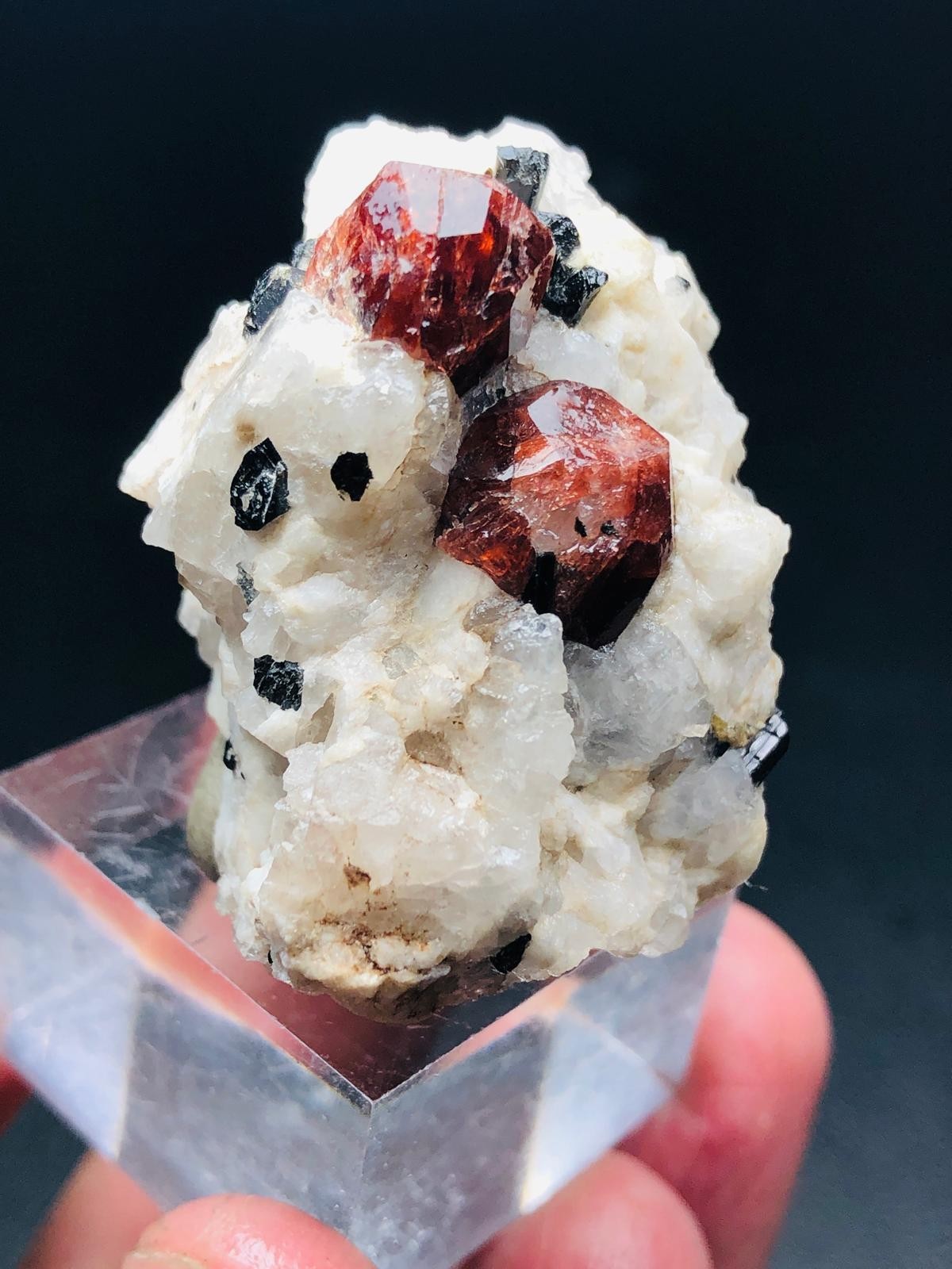 RED GARNET CRYSTALS With TOURMALINE COMBO ON MATRIX – 45 GRAMS – 4 CM