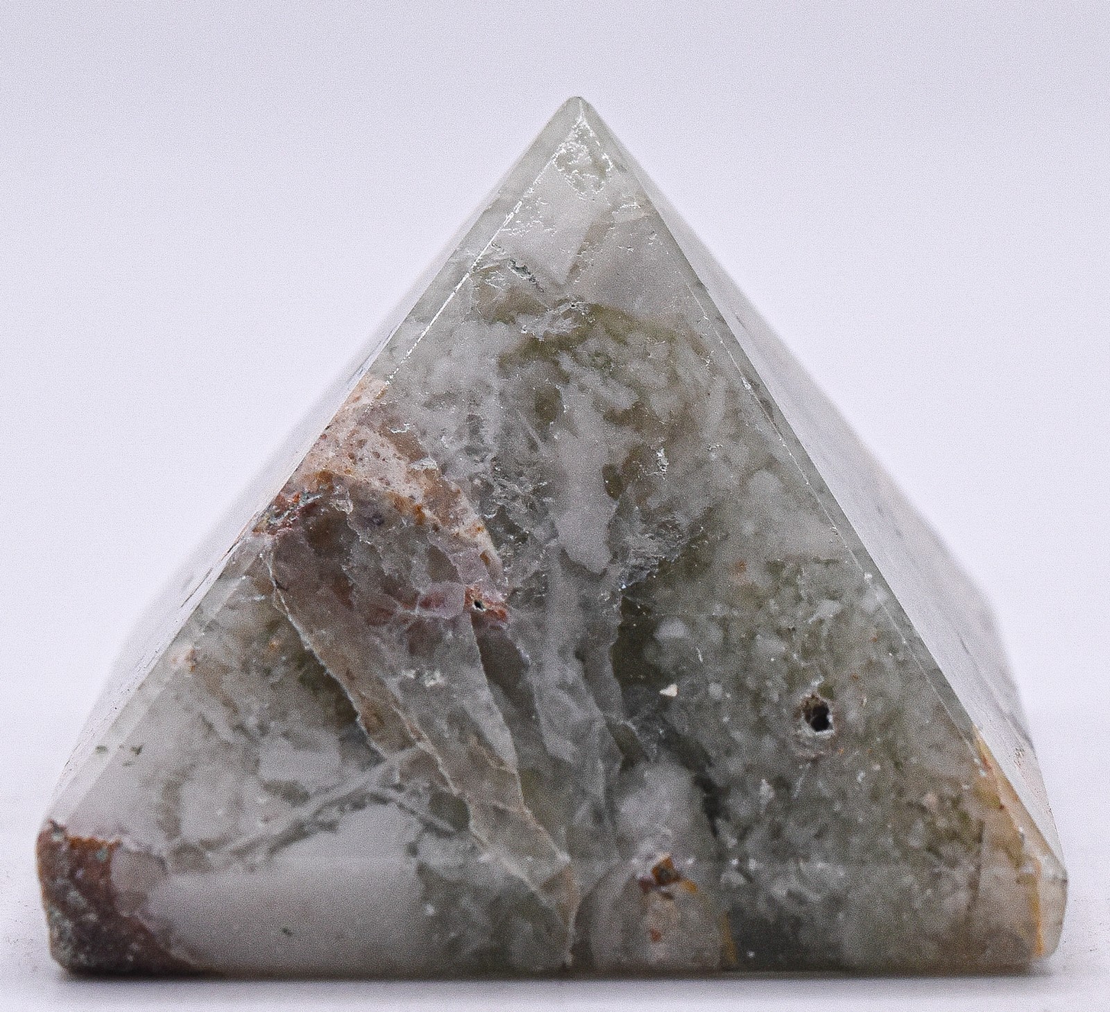 36mm Greenish White Fluorite Pyramid Polished Natural Crystal Mineral – india