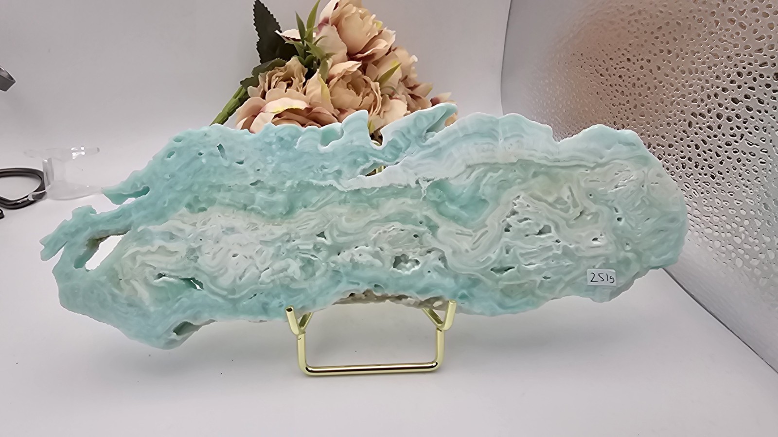large hemimorphite Slab Slice 251g 7.5cm beach caribbean calcite carribean
