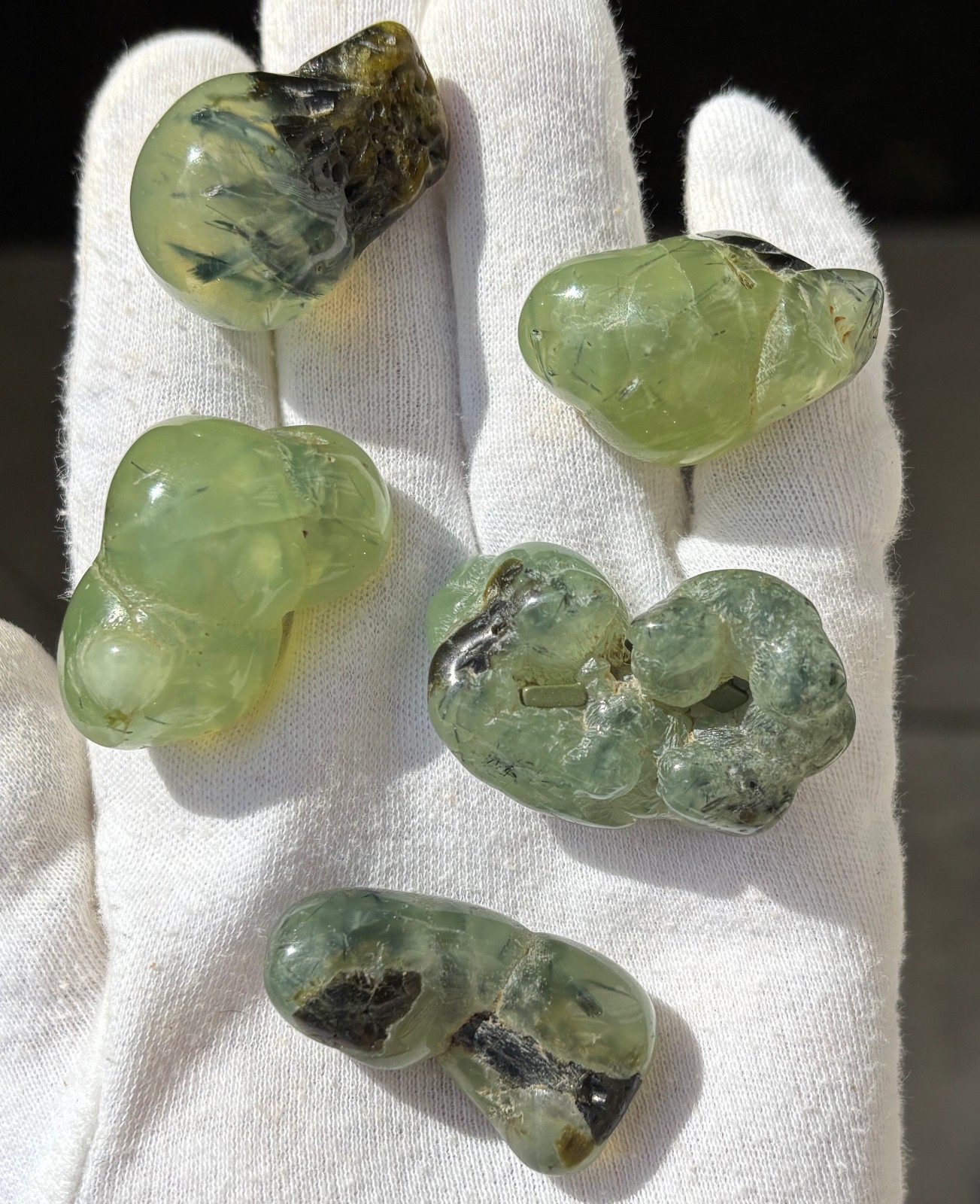 USA SALE 120g LOT 5 PREHNITE & EPIDOTE BOTRYOIDAL TUMBLES TUMBLE STONE STONES