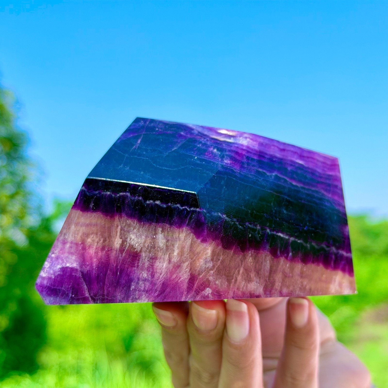1.92LB Rare Natural Fluorite Quartz Crystal Freeform Mineral Specimen Healing