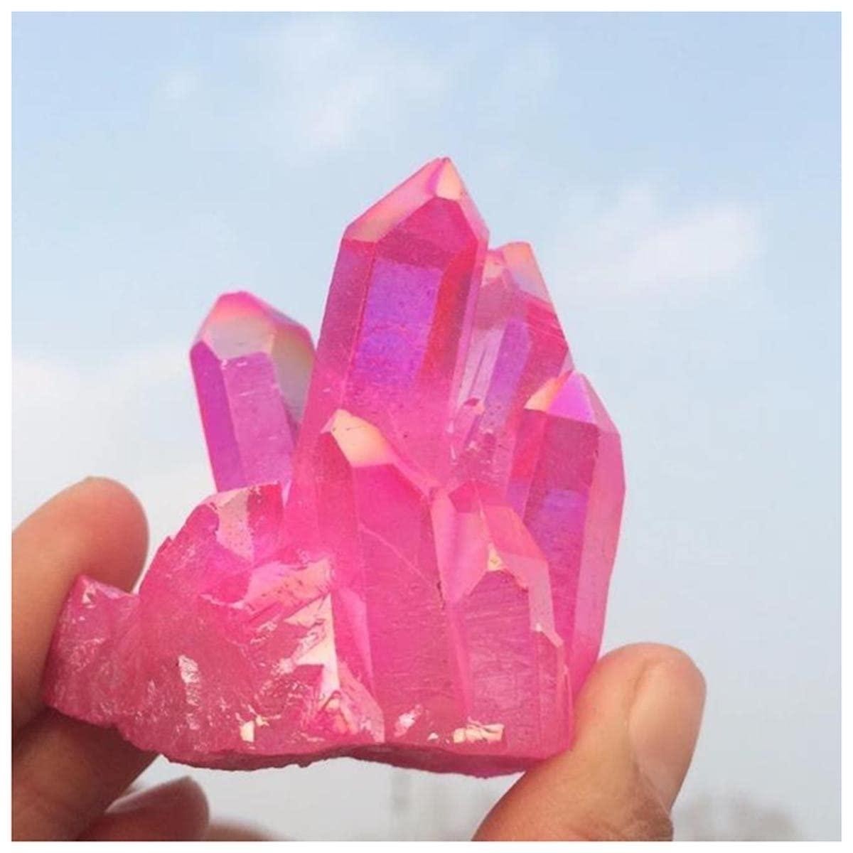 Pink Angel Aura Quartz Cluster Natural Pink Coated Crystal Geode Heart Chakra