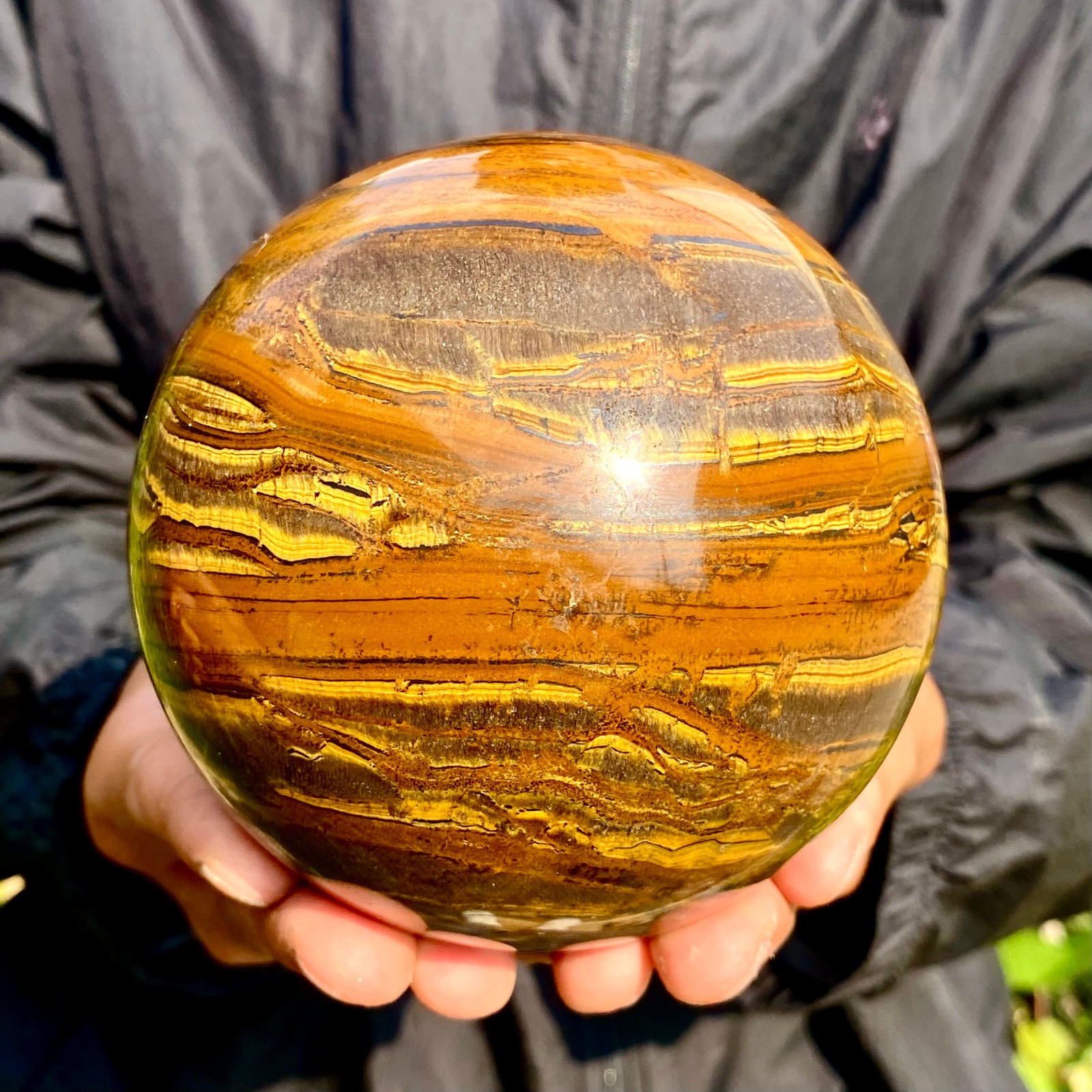 4.03LB Large Natural Tiger Eye Stone Crystal Ball Quartz Healing Sphere Décor