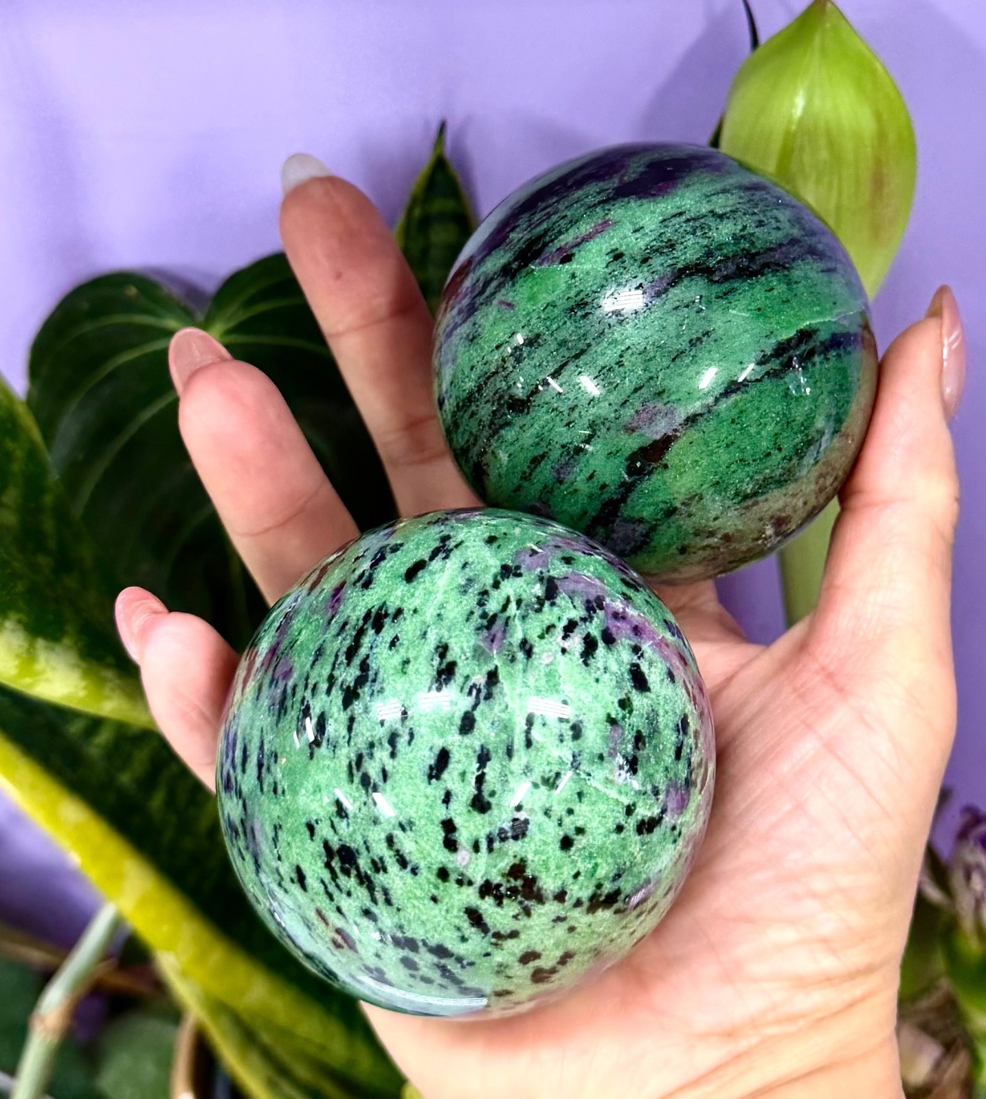 Wholesale Lot 3-4 Pcs Natural Ruby Zoisite Sphere Crystal Ball 3.8-4 Lbs