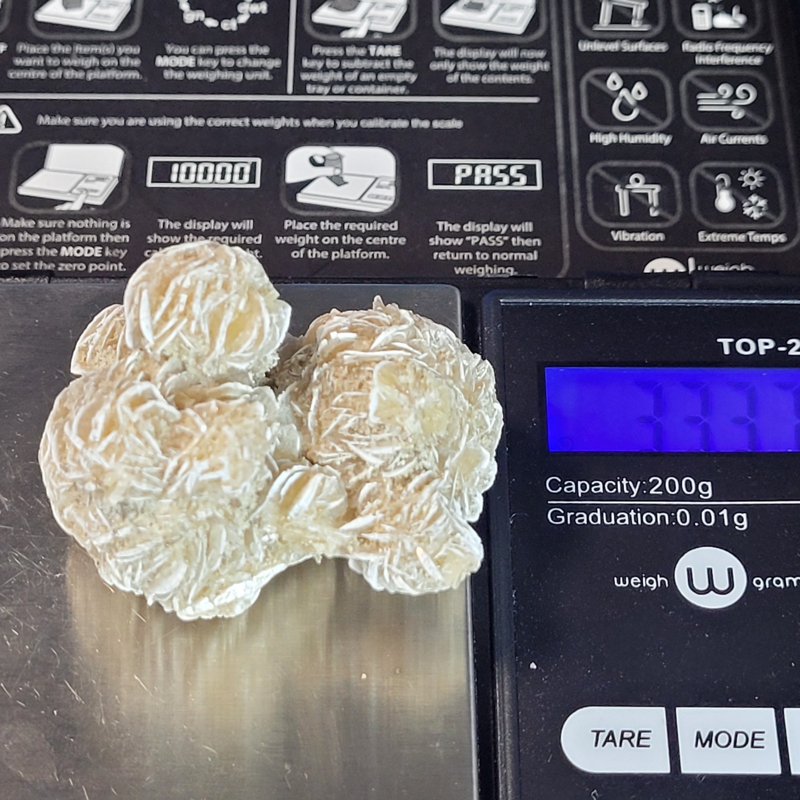 Desert Rose Selenite Gypsum Crystal Cluster 33.3g 1.8″ Natural Specimen *Video*