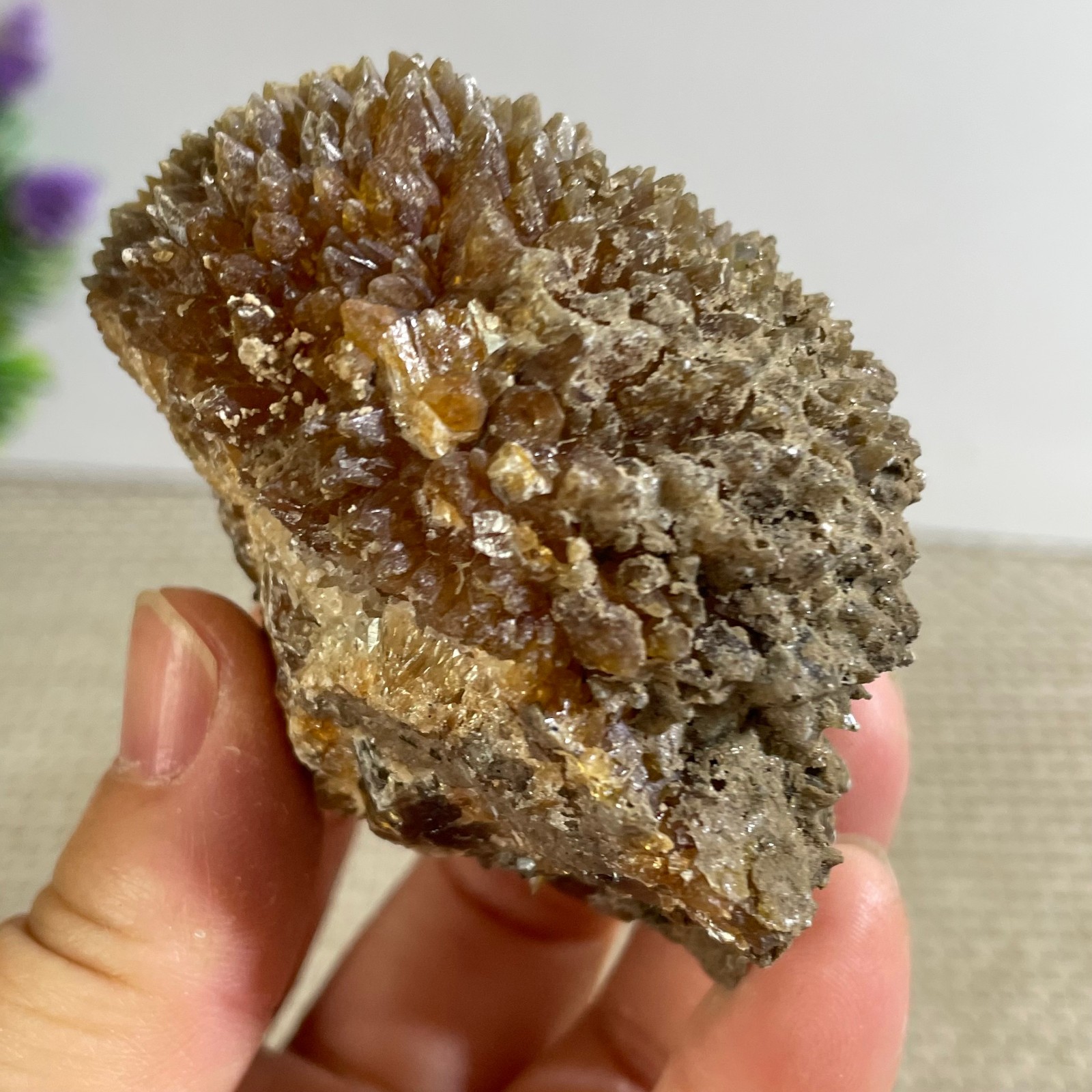 New Find Rare Amber Calcite Phosphorescent Mineral Specimen 118g