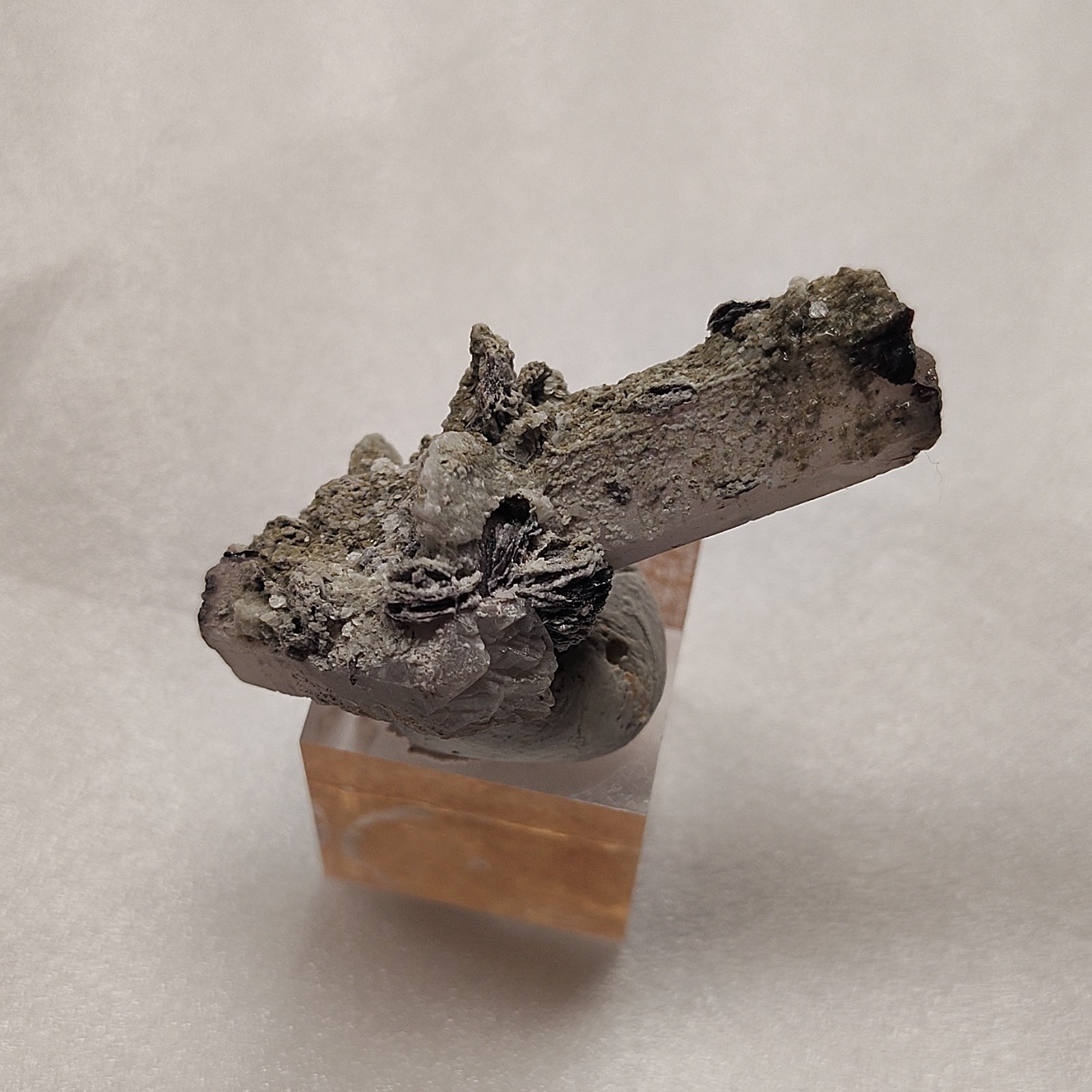 Green Hedenbergite Included Quartz Crystal Cluster on Matrix – Inner Mongolia