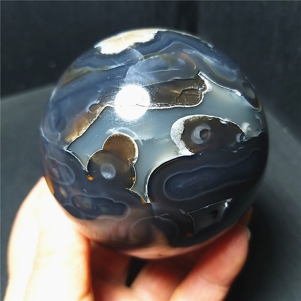 RARE 526G Natural Polished Colorful Agate Stone Ball Healing Madagascar A4723