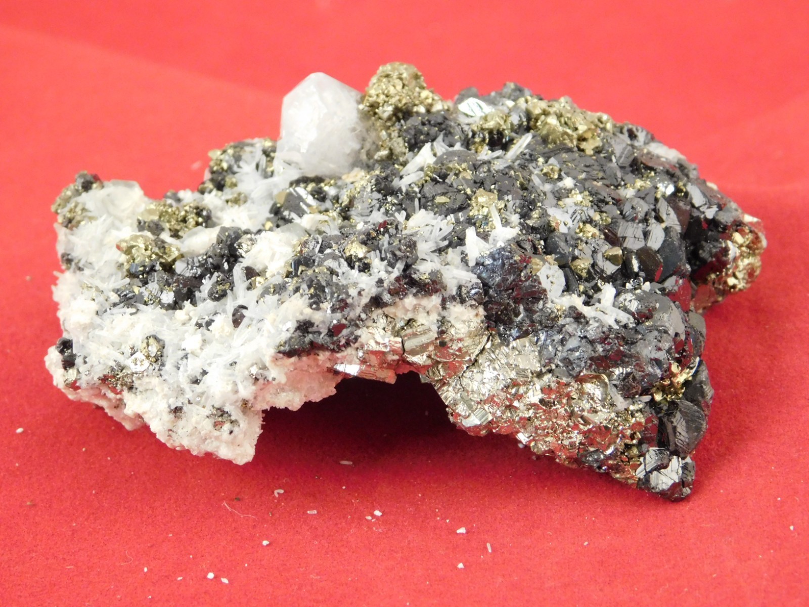 Sphalerite Crystal Cluster with Chalcopyrite Calcite and Pyrite 116gr