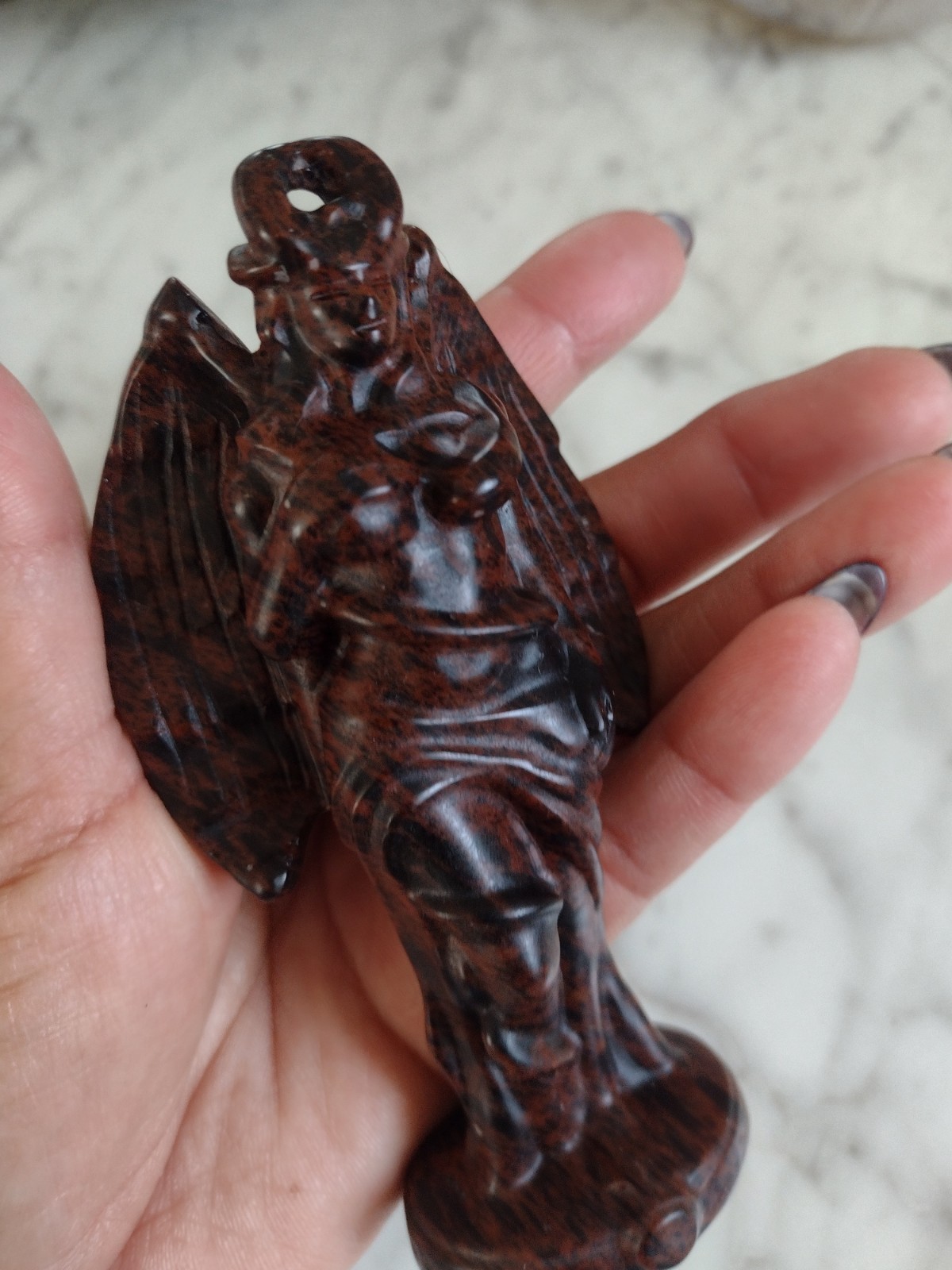 Mahogany Obsidian Lilith Statue Goddess Carving Crystal Stone Polished