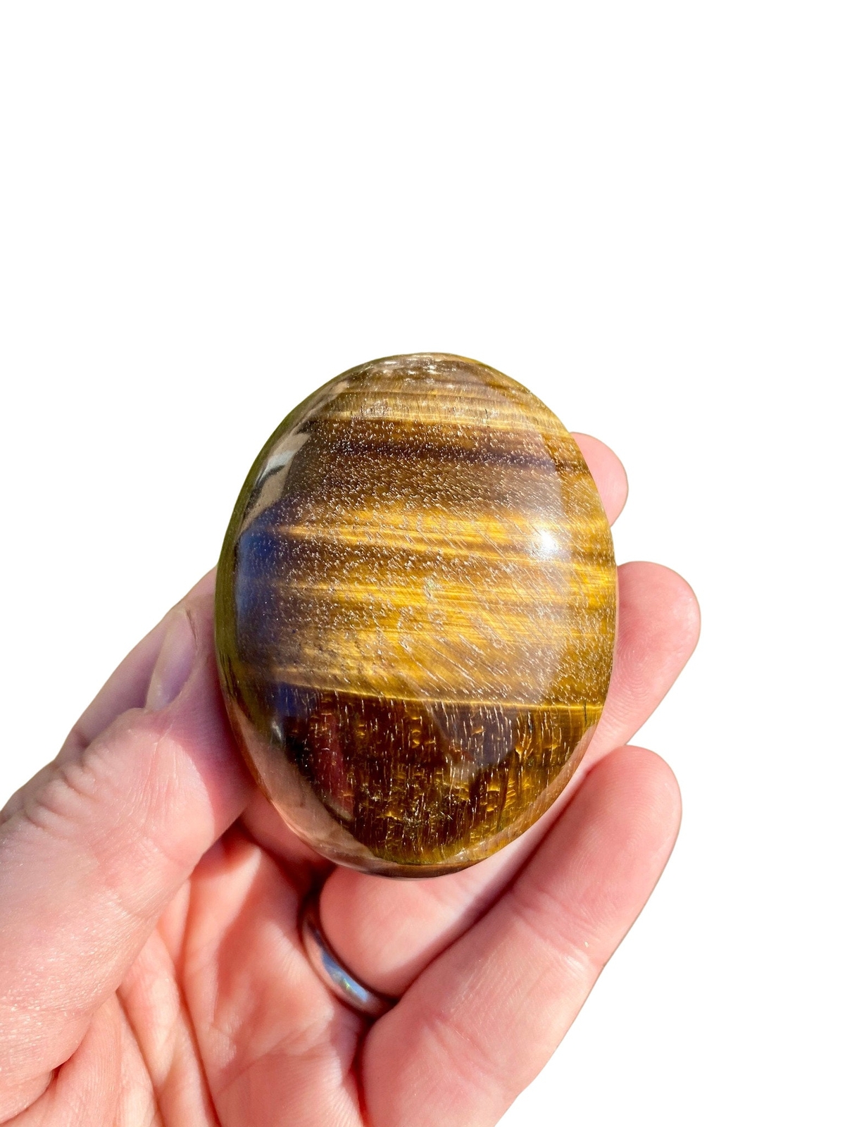 Tigers Eye Worry Stone – Natural Tigers Eye Palm Stone from South Africa