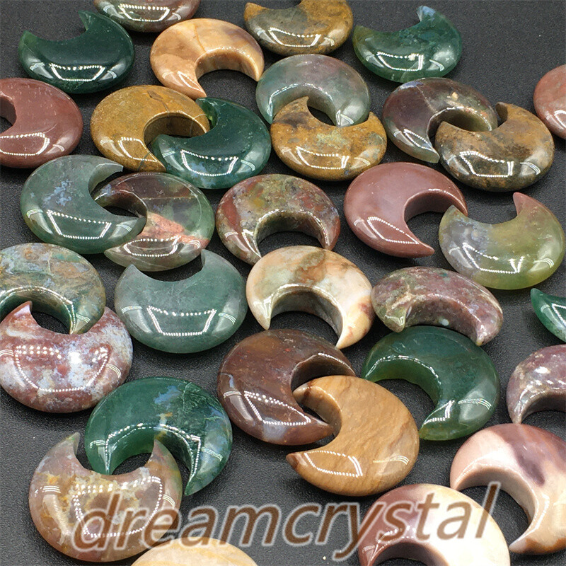 100pcs Natural ocean jasper moon Carved Quartz Crystal Skull Gift 28mm-wholesale