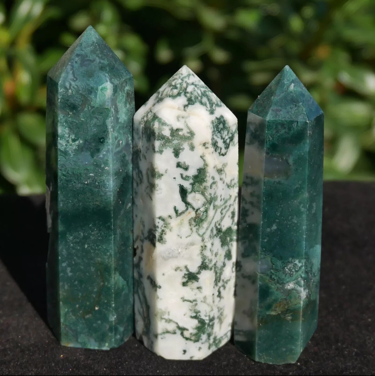 AAA+ Grade Moss Agate Tower Point Green Crystal Obelisk Healing Crystal Collect