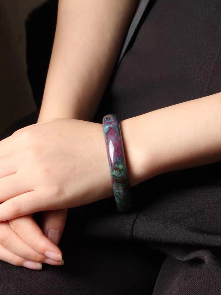 Natural Unakite Crystal Jewelry Gemstone Crystal Fashion Bangle Bracelets 59mm