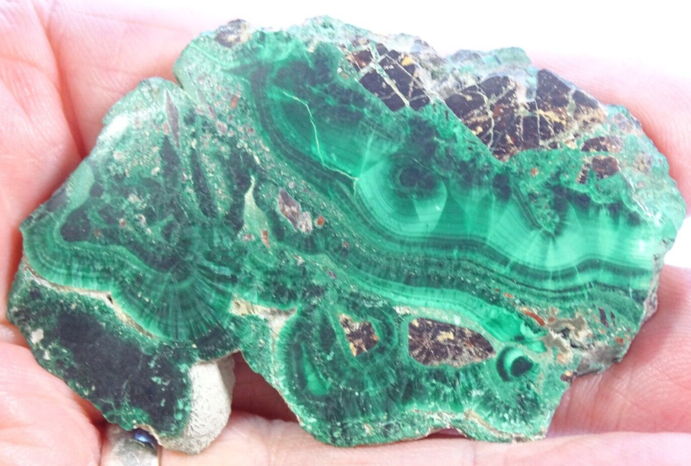 SUPERB POLISHED MALACHITE SLICE 6.5 x 4.0 cm 42.73 gm electromagnetic filter