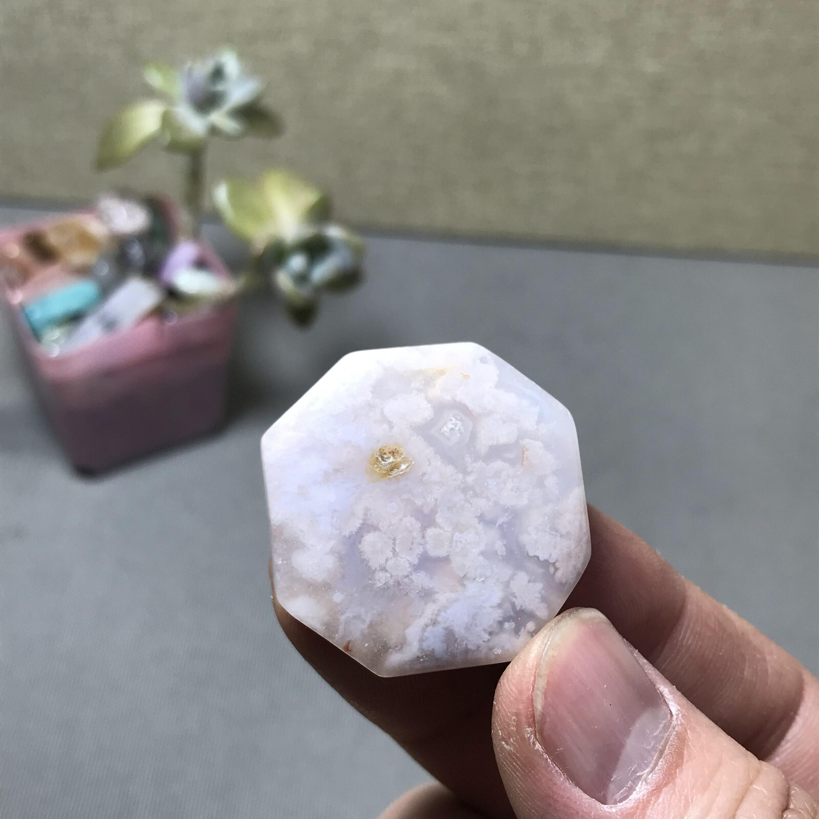 32mm Natural sakura slice gemstone polish/rough Crystal specimens 17g A6052