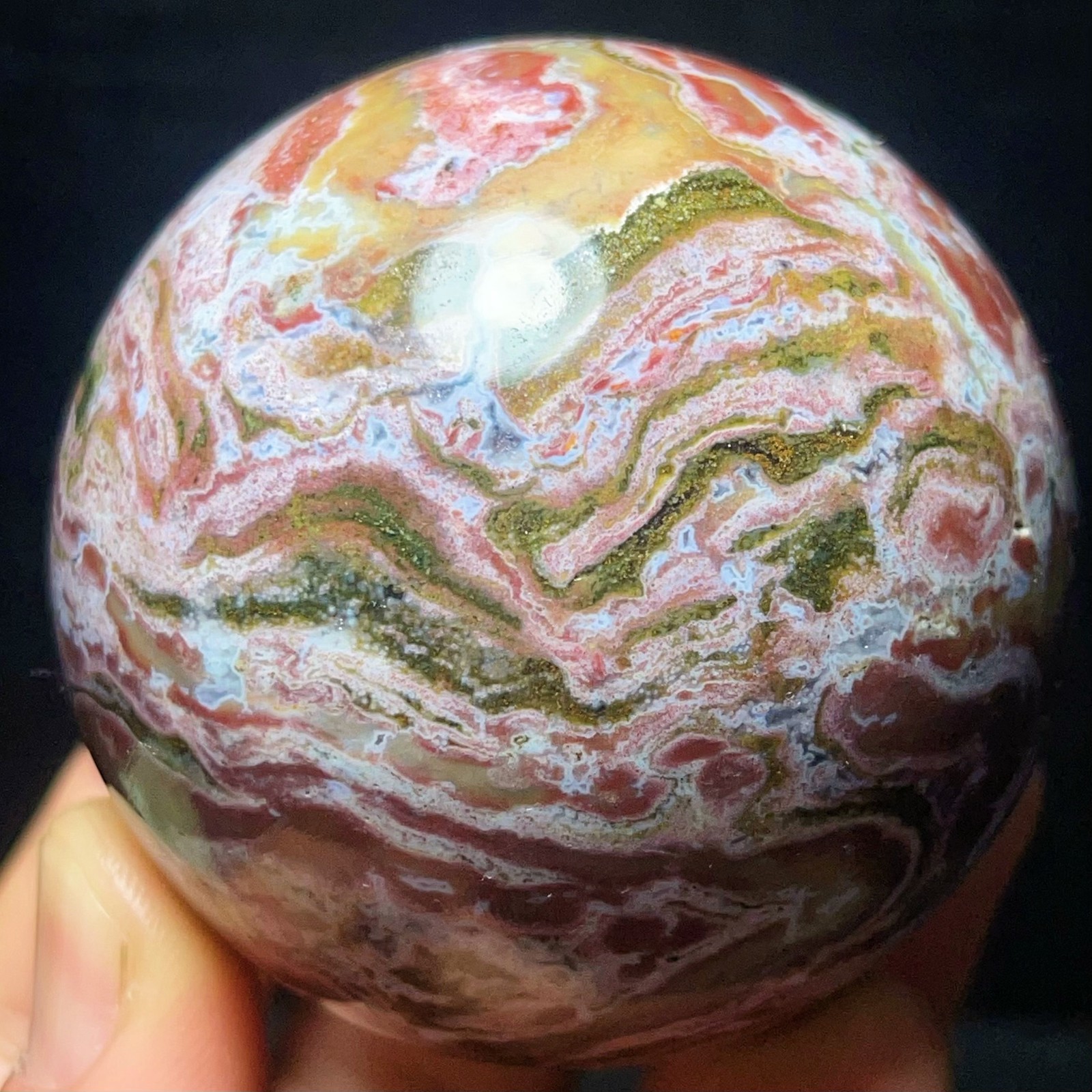 TOP 290G Natural Ocean Jasper Sphere Crystal Healing L7908