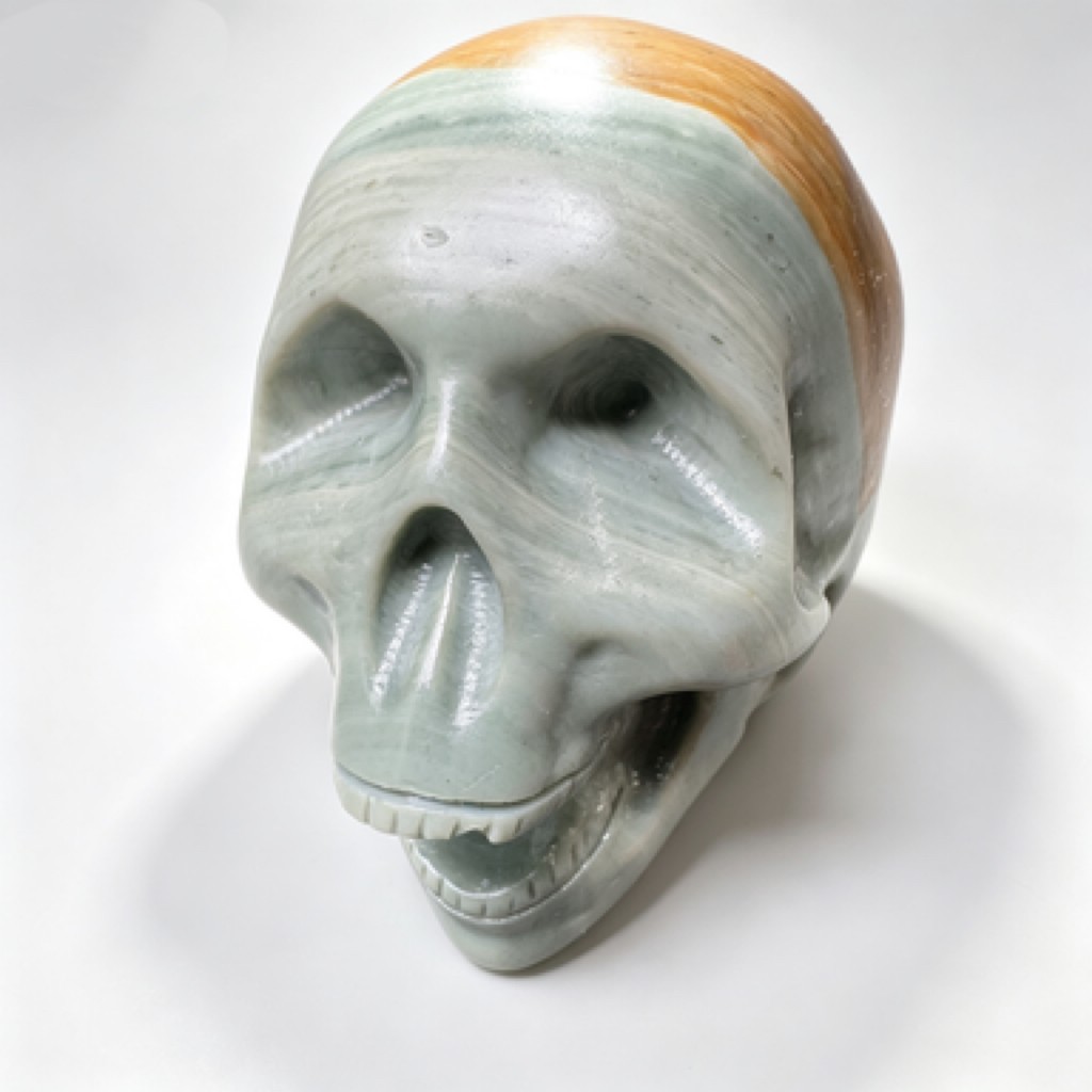 Natural Songhua Stone Skull Figurine Polished Crystal Desk Decor Unique Gift