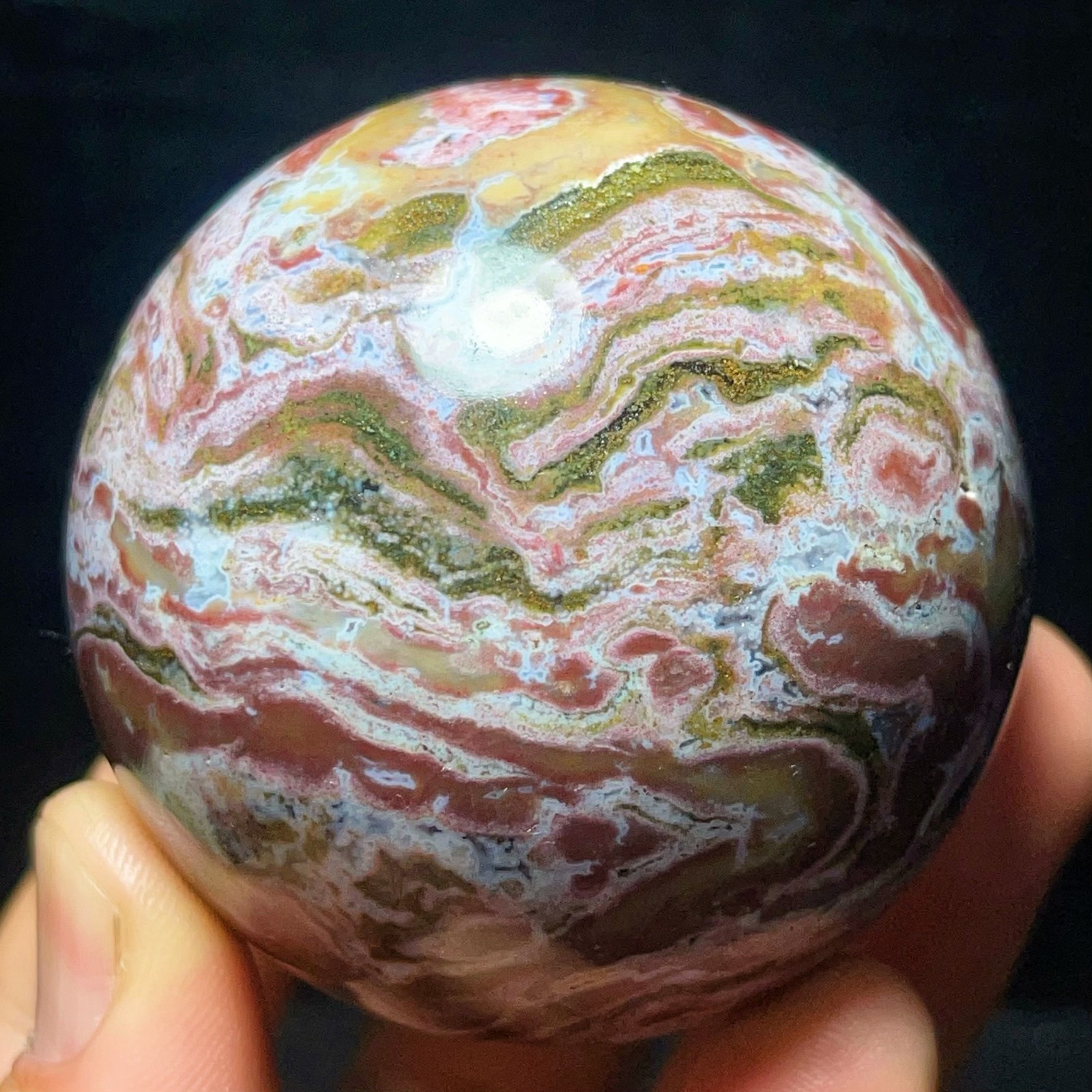 TOP 290G Natural Ocean Jasper Sphere Crystal Healing L7908