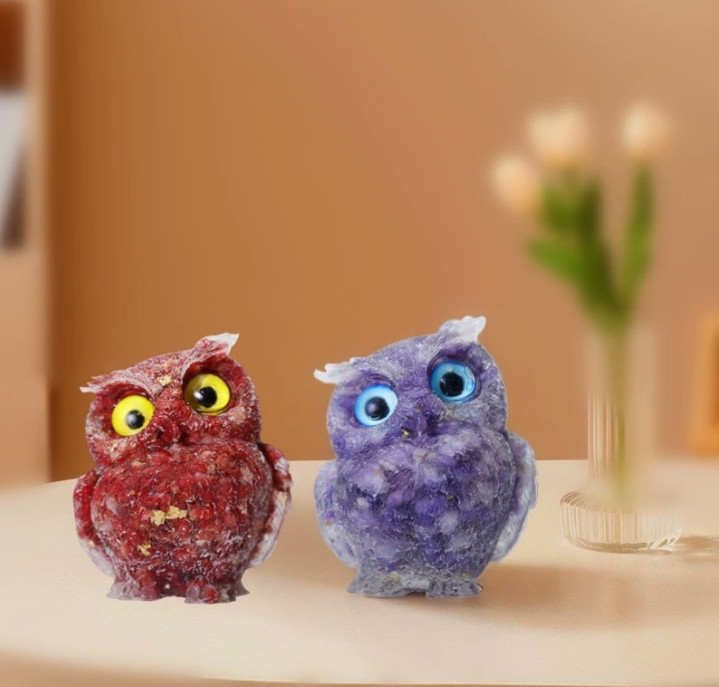 Natural Amethyst Crystal Owl Carving Birds Figurine Decor Healing Stone Animals