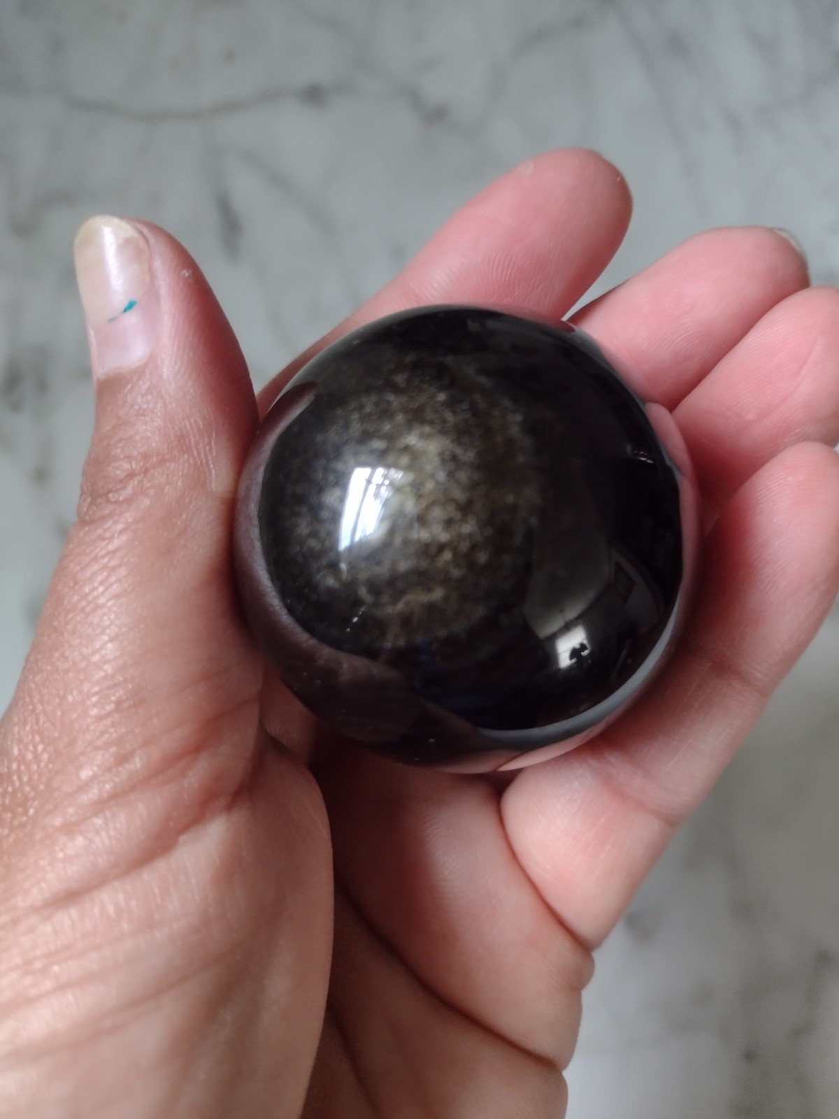 45mm Goldsheen Obsidian Sphere Carving Crystal Stone Ball