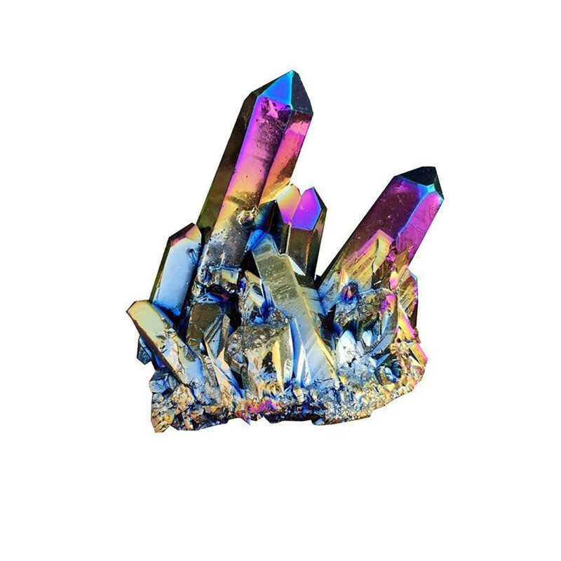 50g Natural Quartz Crystal Cluster Aura Rainbow Titanium Ore Stone Specimen Gift