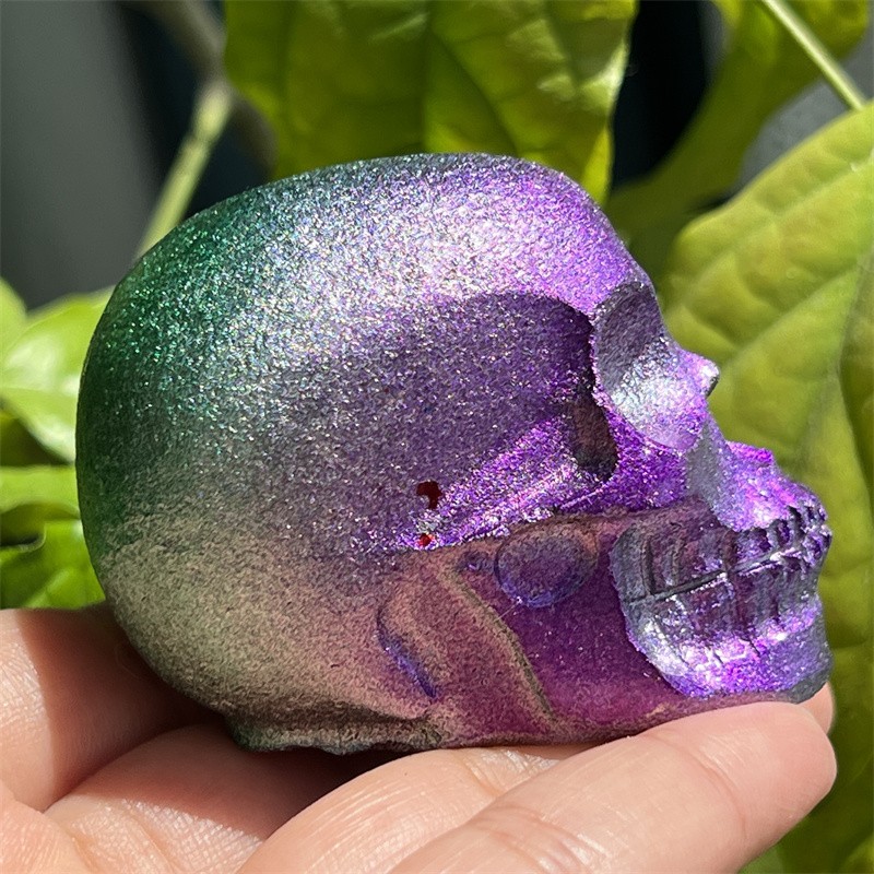 2.3″ Natural White Jade electroplating skull quartz crystal skull Gem Random 1pc