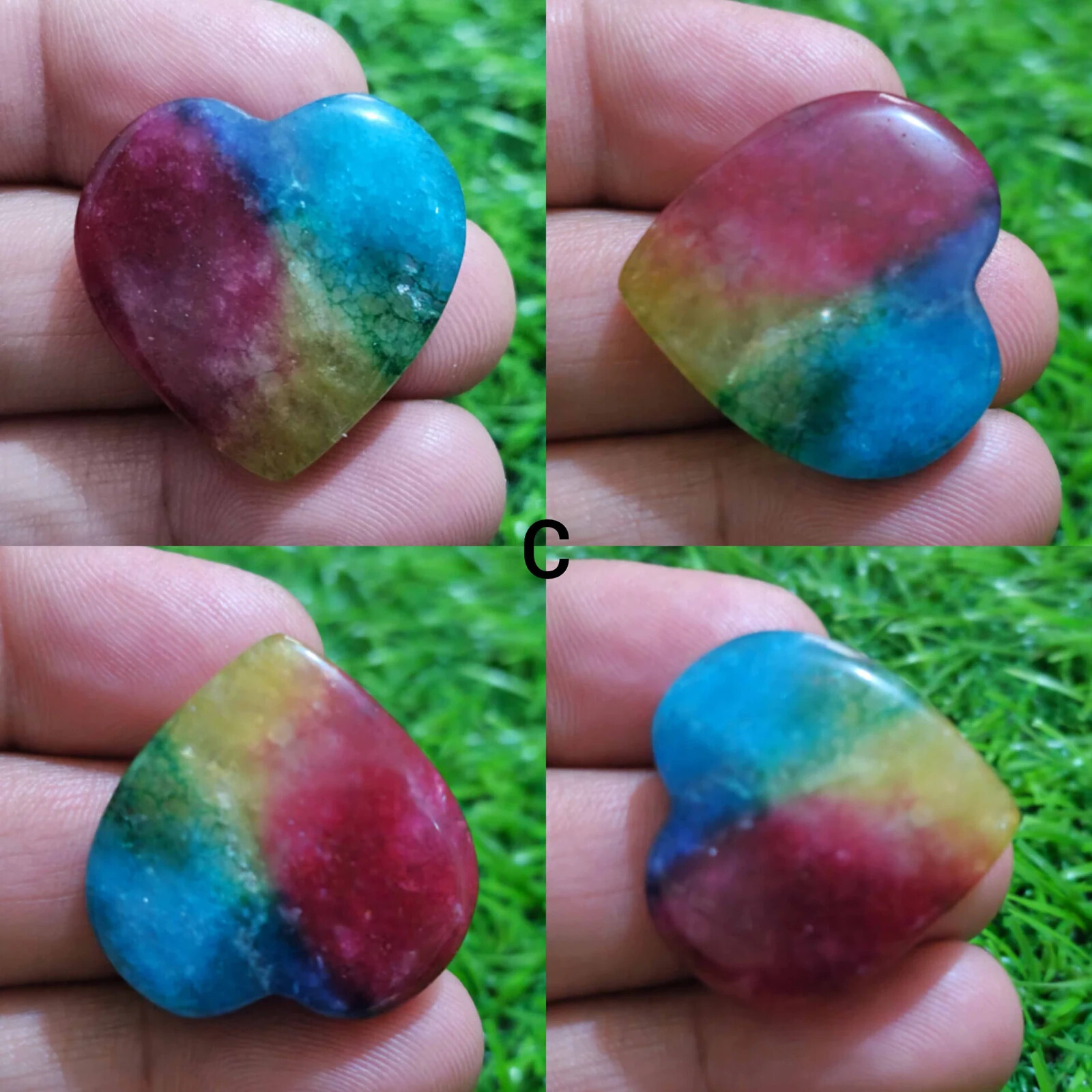 Top Rainbow Solar Quartz Heart Shape Cabochon Loose Gemstone Jewelry For Making