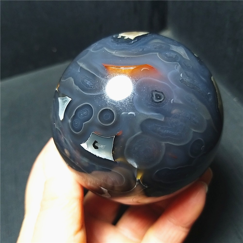 RARE 526G Natural Polished Colorful Agate Stone Ball Healing Madagascar A4723