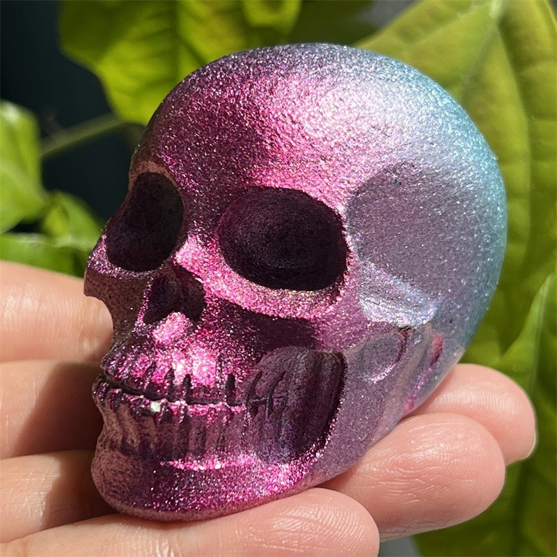 2.3″ Natural White Jade electroplating skull quartz crystal skull Gem Random 1pc
