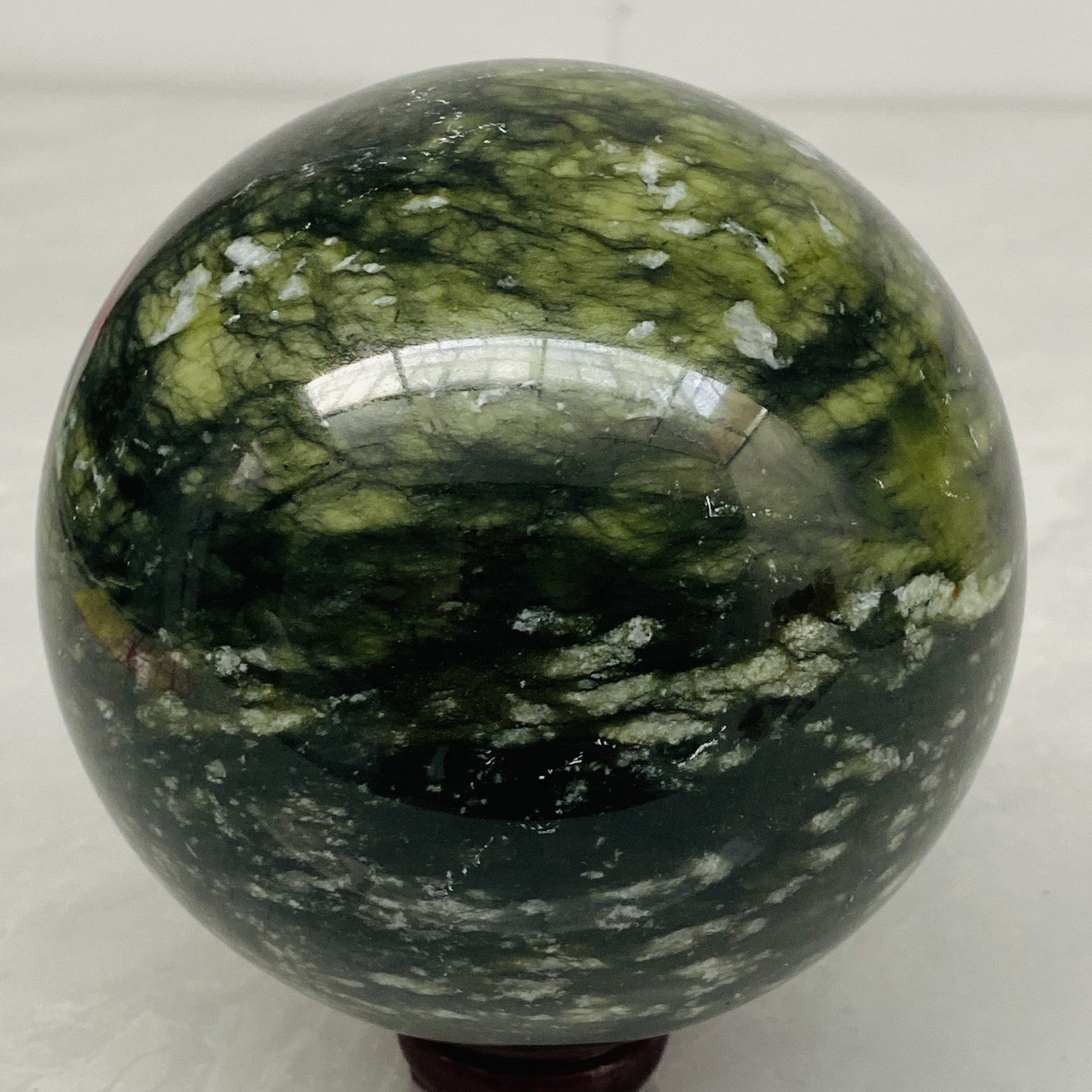 Natural Southern Jade Sphere Green Serpentine Crystal Ball Healing 2060g 4.54LB
