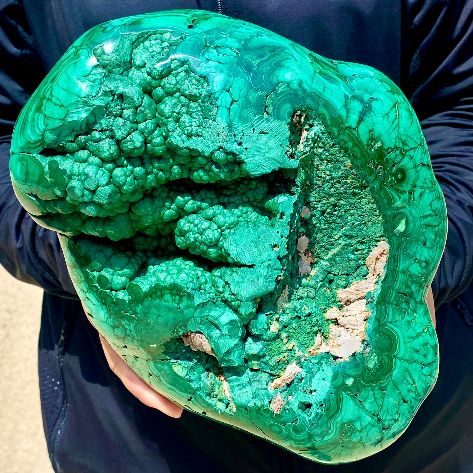 17.41LB Large Natural glossy malachite transparent cluster rough mineral sample