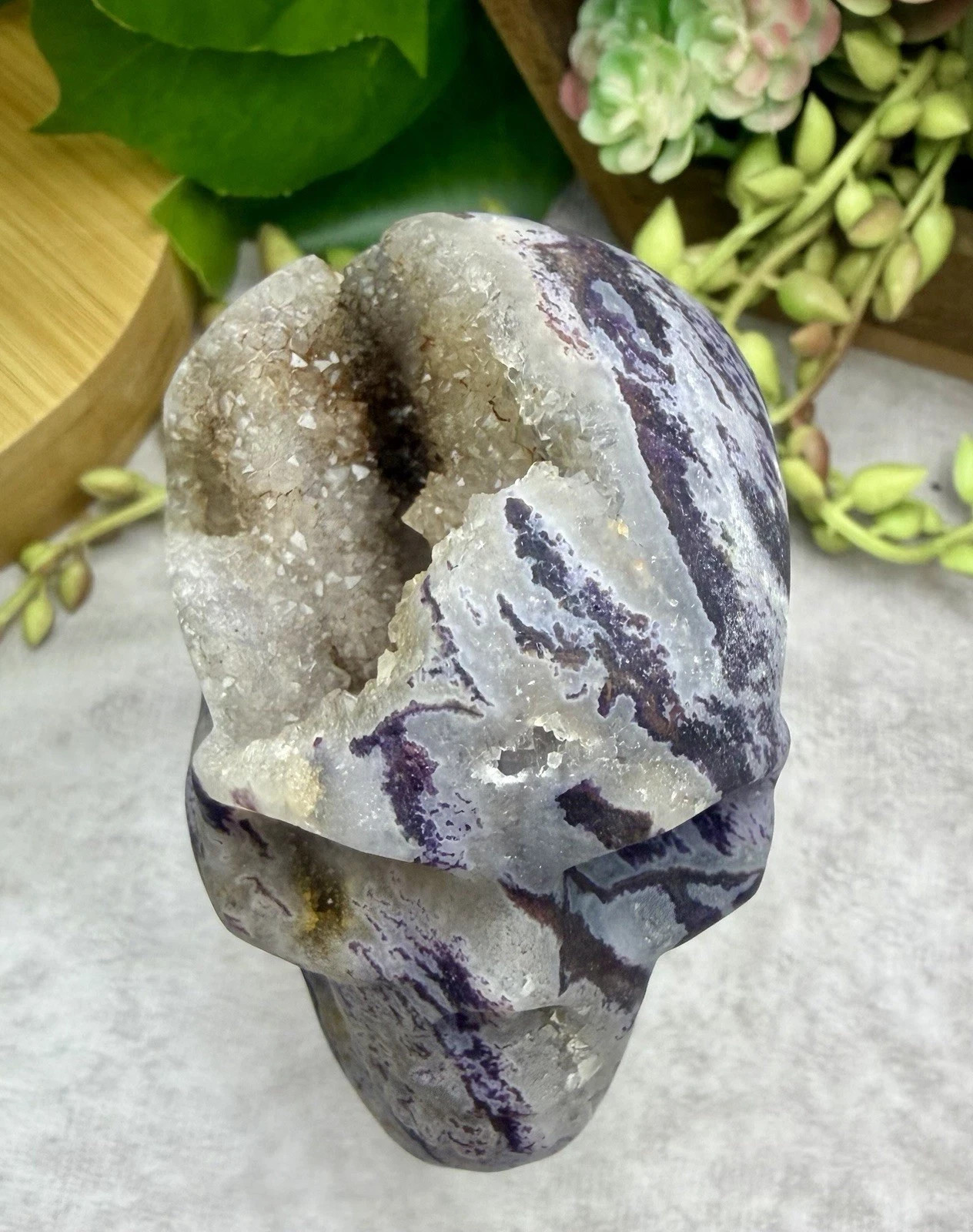 Crystal 328g Purple Sphalerite Skull Quartz Druzy Specimen Mineral Cluster